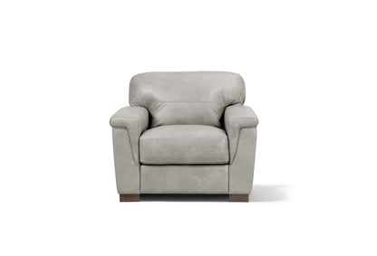 Fauteuil en cuir véritable gris et marron de 43 po