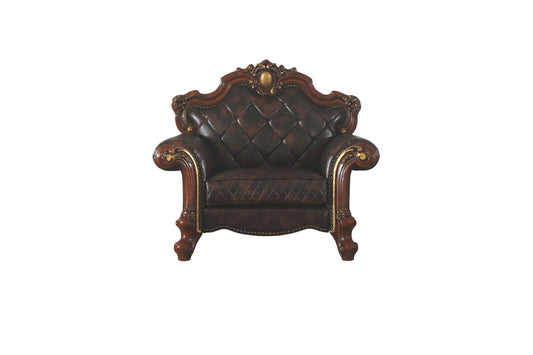 Fauteuil capitonné en similicuir chocolat de 50 po