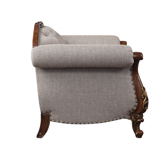 Fauteuil en tissu beige et motif floral de cerisier de 48 po