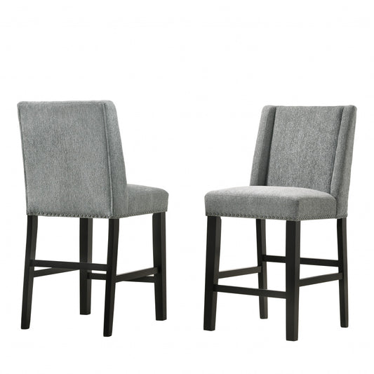 Ensemble de deux chaises de bar en bois massif anthracite et expresso de 42 po