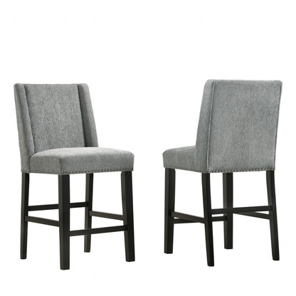 Ensemble de deux chaises de bar en bois massif anthracite et expresso de 42 po