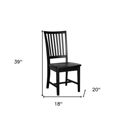 Chaise de salle à manger à dossier en lattes de bois noir