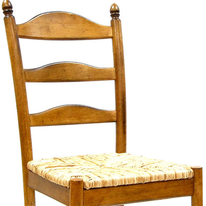 Chaise de salle à manger à dossier en paille et bois brun