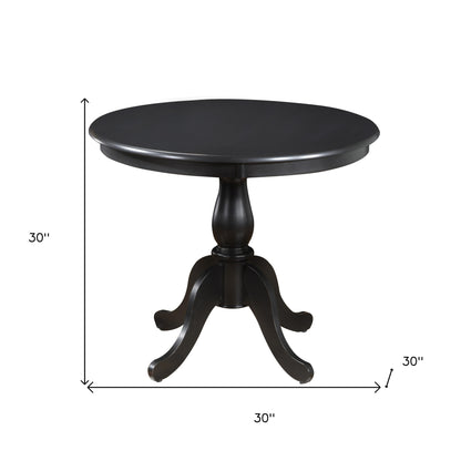 36" Black Rounded Solid Manufactured Wood And Solid Wood Pedestal Base Dining Table