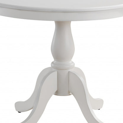 36" White Rounded Solid Manufactured Wood And Solid Wood Pedestal Base Dining Table