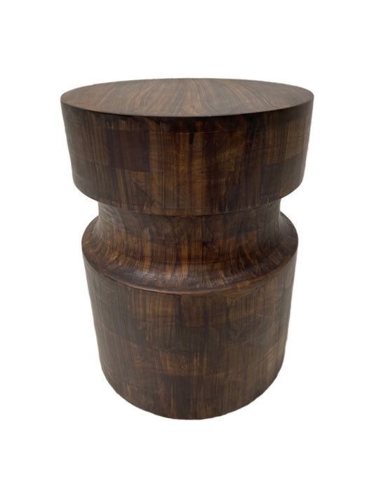 16" Brown Solid Wood Round End Table