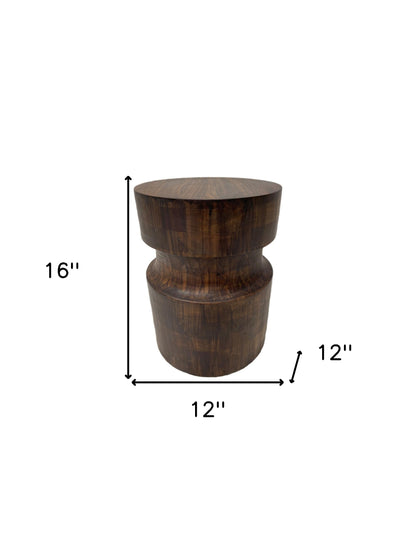 16" Brown Solid Wood Round End Table