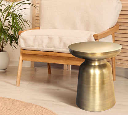 19" Gold Iron Round End Table