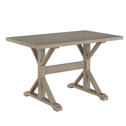 Table à manger à tréteaux en bois massif gris de 48 po