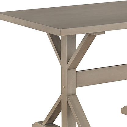 Table à manger à tréteaux en bois massif gris de 48 po