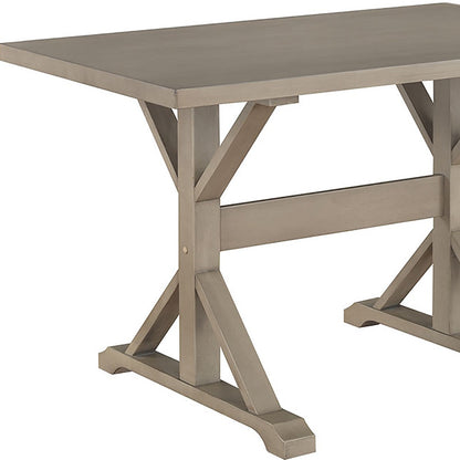 Table à manger à tréteaux en bois massif gris de 48 po