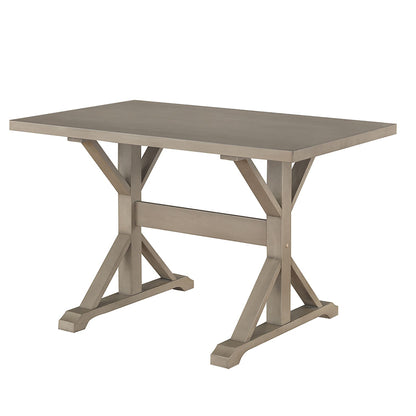 Table à manger à tréteaux en bois massif gris de 48 po