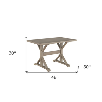 Table à manger à tréteaux en bois massif gris de 48 po