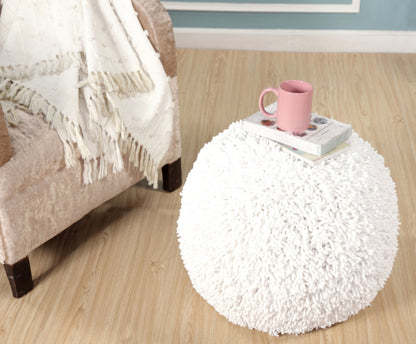 Pouf 100 % coton crème de 20 po