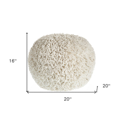 Pouf 100 % coton crème de 20 po