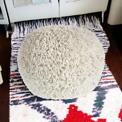 Pouf 100 % coton crème de 20 po