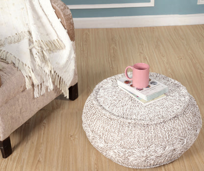 Pouf beige 100 % coton de 20 po