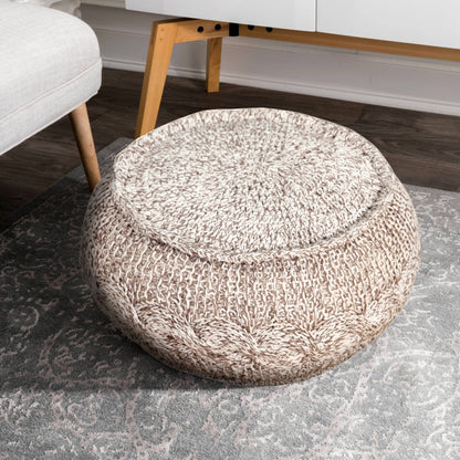 Pouf beige 100 % coton de 20 po