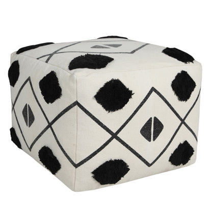 Pouf 100 % coton blanc de 18 po