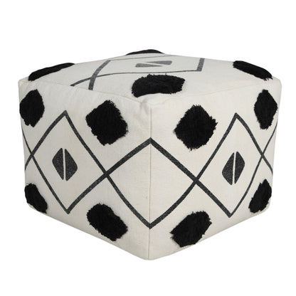 Pouf 100 % coton blanc de 18 po