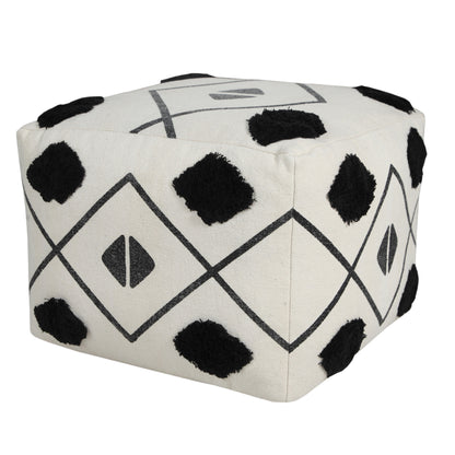 Pouf 100 % coton blanc de 18 po