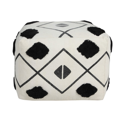 Pouf 100 % coton blanc de 18 po