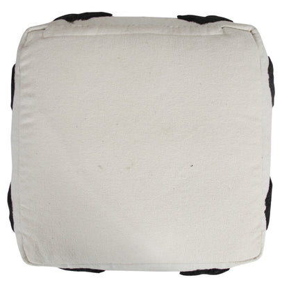 Pouf 100 % coton blanc de 18 po