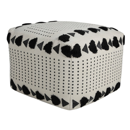 Pouf 100 % coton blanc de 18 po