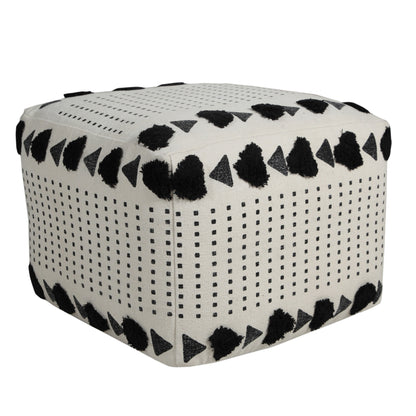 Pouf 100 % coton blanc de 18 po