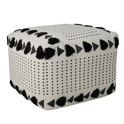 Pouf 100 % coton blanc de 18 po