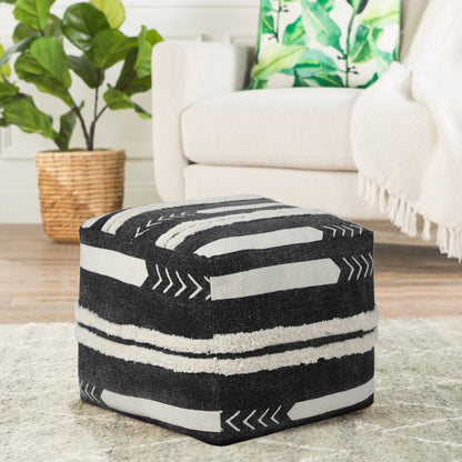 18" Black 100% Cotton Ottoman