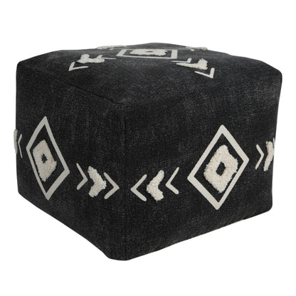 Pouf 100 % coton noir de 18 po