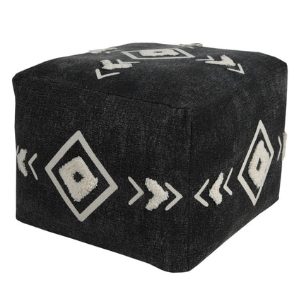 Pouf 100 % coton noir de 18 po