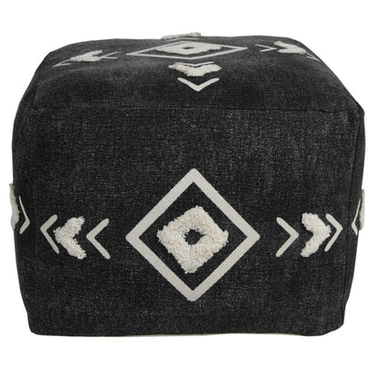 Pouf 100 % coton noir de 18 po