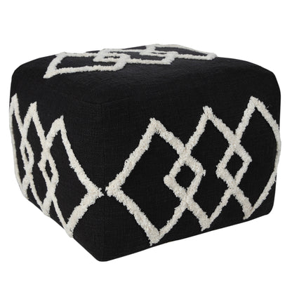 Pouf 100 % coton noir de 18 po