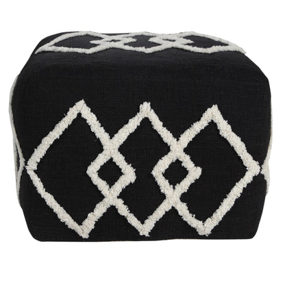 Pouf 100 % coton noir de 18 po