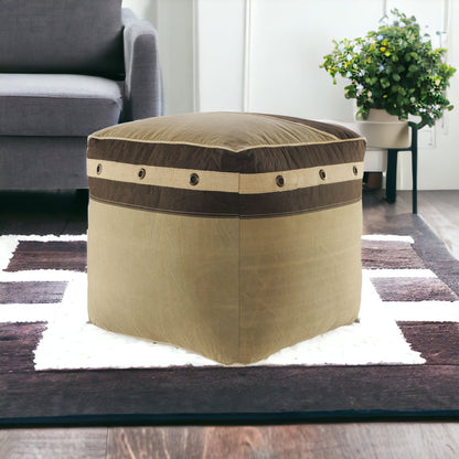 Pouf 100 % coton marron de 20 po