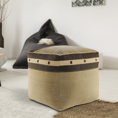 Pouf 100 % coton marron de 20 po