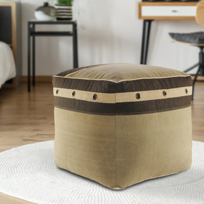 Pouf 100 % coton marron de 20 po