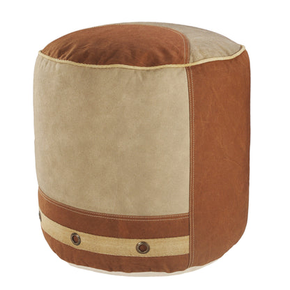 Pouf 100 % coton beige de 16 po