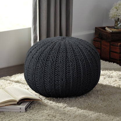 20" Black 100% Cotton Ottoman