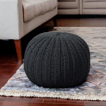 20" Black 100% Cotton Ottoman