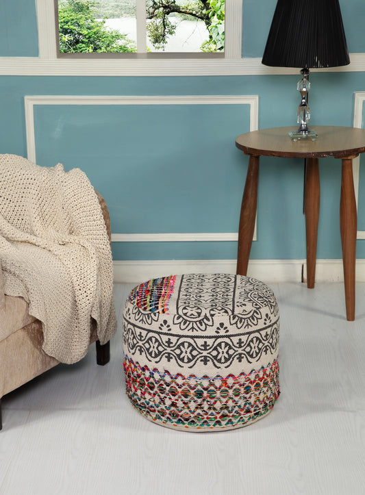 18" Multicolored Cotton Blend Ottoman