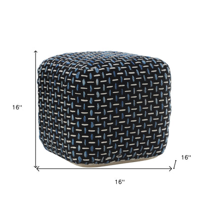 16" Black Polyester Ottoman