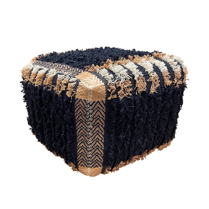 Pouf 100 % coton bleu de 18 po