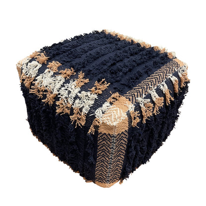 Pouf 100 % coton bleu de 18 po