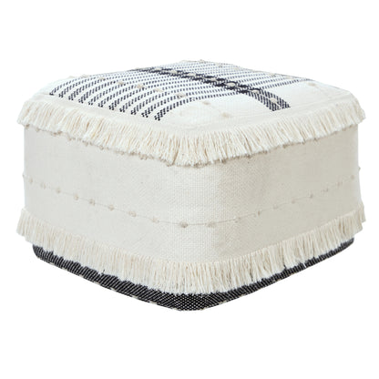 18" White 100% Cotton Ottoman