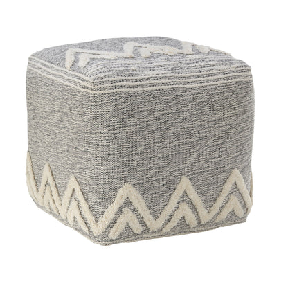 Pouf en polyester gris de 16 po