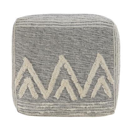 Pouf en polyester gris de 16 po