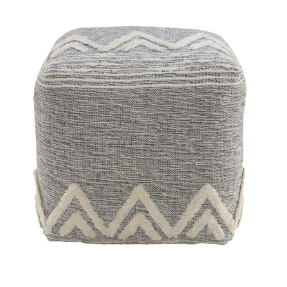 Pouf en polyester gris de 16 po